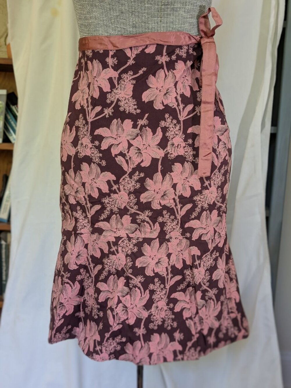 Elevenses Maroon & Pink Floral Skirt size 4